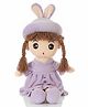 ELITE CREATIONS 60 cm Soft Plush Doll Toy for Kids & Girls Bunny Hat Doll with Purple Dress & Braided Hair Cute Huggable Stuffed Toy for Babies