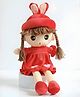 ELITE CREATIONS 60 cm Soft Plush Doll Toy for Kids & Girls Bunny Hat Doll with Red Dress & Braided Hair Cute Huggable Stuffed Toy for Babies