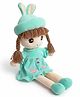 ELITE CREATIONS 60 cm Soft Plush Doll Toy for Kids & Girls Bunny Hat Doll with Sea Green Dress & Braided Hair Cute Huggable Stuffed Toy for Babies