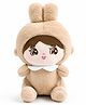 ELITE CREATIONS 25 cm Plush Doll Toy with Bunny Ears Beige Soft Stuffed Character with White Collar Cute Cuddle Toy for Kids Girls & Boys