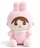 ELITE CREATIONS 25 cm Plush Doll Toy with Bunny Ears Pink Soft Stuffed Character with White Collar Cute Cuddle Toy for Kids Girls & Boys