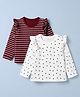 Honeyhap 100% Cotton Knit Striped Full Sleeves Tops With Polka Dots With Bio Finish Pack of 2 in Maroon White