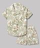 Mini Donuts Cotton Woven Half Sleeves Shirt & Shorts Co-ord Set With Tropical Theme - Green