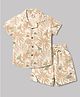 Mini Donuts Cotton Woven Half Sleeves Shirt & Shorts Co-ord Set With Tropical Theme - Rust Orange