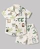 Mini Donuts Cotton Woven Half Sleeves Shirt & Shorts Co-ord Set With Beach Theme - Green