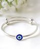 Silvaay 925 Sterling Silver Evil Eye Charm Adjustable Bangle - Silver