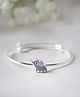 Silvaay 925 Sterling Silver Elephant Charm Stone Studded Adjustable Bangle - Silver