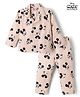 Babyhug Disney 100% Cotton Woven Full Sleeves Co-Ord Shirt And Pyjama Night Suit With Mickey Mouse Print- Beige