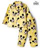 Babyhug Disney 100% Cotton Woven Full Sleeves Co-Ords Shirt & Pyjama Night Suit With Mickey Mouse Graphic - Yellow