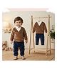 ToffyHouse Full Sleeves Knit Solid Shirt & Pant Set With Jacket - Bronze