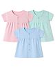 Zero Sinker Knit One Piece Dresses with Half Sleeves and Floral Print Pack of 3 - Peach, Light Blue & Light Green