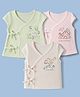 Zero Sinker Knit Half Sleeves Jhablas with Farm theme , Bird & Text Print Pack of 3 - Green , Blue & Peach