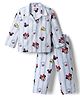 Babyhug Disney 100% Cotton Woven Full Sleeve Co-ord Shirt & Pyjama Night Suit with Minnie Mouse in Blue
