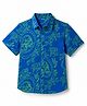 Pine Kids Cotton Knit Printed Shirt with Half Sleeves and Dragon Print - Blue
