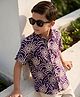 Pine Kids Viscous Knit Half Sleeves Printed Shirt with Floral Print - Purple