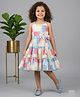 MAC WIN Cotton Woven Sleeveless Floral & Abstract Printed Dress - Multi Colour