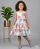 MAC WIN Cotton Woven Sleeveless Floral & Abstract Printed Dress - Multi Colour
