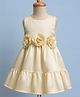 Babyoye Satin Woven Frocks with Sleeveless and Flowers Applique - Light Yellow