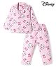 Babyhug Disney Poplin Woven Full Sleeves Shirt & Pyjama Co-ords Night Suit With Marie Graphic - Pink
