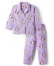 Babyhug Disney Poplin Woven Full Sleeves Front Open Shirt & Pyjama Night Suit with Daisy Duck Print - Lilac