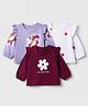 Doodle Poodle 100% Cotton Single Jersey Knit Full Sleeves Tops with Floral Print and Frill Detailing Pack of 3 - Lavender, White & Wine
