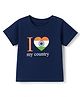 Doodle Poodle Single Jersey Knit Half Sleeves T-Shirt with I Love My Country Print - Navy Blue