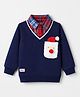 Babyhug 100% Cotton Terry Knit Full Sleeves Heavy Gauge Sweatshirt With Santa Claus Applique - Blue