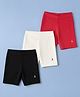 Pine Kids Cotton Lycra Knit Above Knee Length Cycling Shorts Assorted Pack of 3 - Red White & Black