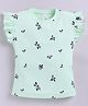 giniekids Cotton Knit Frill Sleeves Fruit Printed Top - Light Green