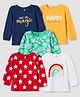 Babyhug 100% Cotton Knit Full Sleeves T-shirts Pack of 5 With Star & Tex Print in Red Yellow Navy Blue Green White