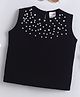 Bright Stars KIDSWEAR  Knit Sleeveless Pearls Embellished Top - Black
