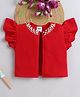 Bright Stars KIDSWEAR Knit Frill Sleeves Pearls Embellished Shrug - Red