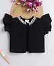 Bright Stars KIDSWEAR Knit Frill Sleeves Pearls Embellished Shrug - Black