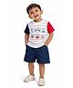 CANDY HOUSE Interlock Knit Half Sleeves Nautical Theme Embroidered Tee & Shorts Set - Multi Colour