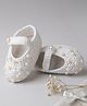 Funkrafts Organic Cotton Woven Pearls Embellished Button Closure Booties - White