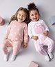 Bonifno 100% Cotton Knit Full Sleeves Co-Ords T-Shirt & Pyjama Night Suit with Polka Dot & Text Print Pack of 2 - White & Pink