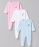Bonfino 100% Cotton Knit Full Sleeves Sleep Suit with Cherry & Pear Print Pack of 3 - Pink White & Sky Blue