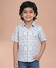 Polka Tots Cotton Woven Half Sleeves Abstract Printed Shirt - Light Blue