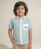Polka Tots Cotton Woven Half Sleeves Forest Camp Text Printed Shirt - Green