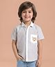 Polka Tots Cotton Woven Half Sleeves Bear Printed Shirt - Lavender