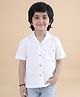 Polka Tots Cotton Woven Half Sleeves Sunglasses Applique Detailed Textured Shirt - White