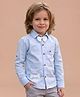 Polka Tots Cotton Woven Full Sleeves Typography Printed Shirt With Bow - Blue