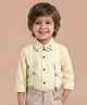 Polka Tots Cotton Woven Full Sleeves Solid Shirt With Bow & Suspender - Yellow