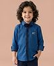 Polka Tots Cotton Woven Full Sleeves Solid Shirt With Bow - Royal Blue