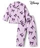 Babyhug Disney 100% Cotton Poplin Woven Full Sleeves Co-ord Shirt & Pajama Night Suit with Minnie Mouse Bows Graphic Print - Lilac
