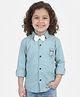 Polka Tots Cotton Woven Full Sleeves Animal Printed Shirt With Bow - Green