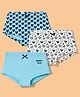 Pine Kids Cotton Elastane Knit Hearts Printed Panties Pack of 3 - Light Blue