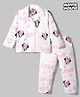 Babyhug Disney Poplin Woven Full Sleeves Co-Ords Shirt & Pyjama Night Suit with Minnie Mouse Print - White