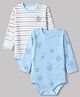 Babyoye 100% Cotton Interlock Knit Striped Onesies with Full Sleeves and Dragon Print & Eco JIva Finish Pack of 2 - Light Blue