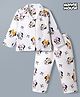 Babyhug Poplin Woven Full Sleeves Co-Ords Shirt & Pyjama Night Suit with Minnie Mouse Print - White